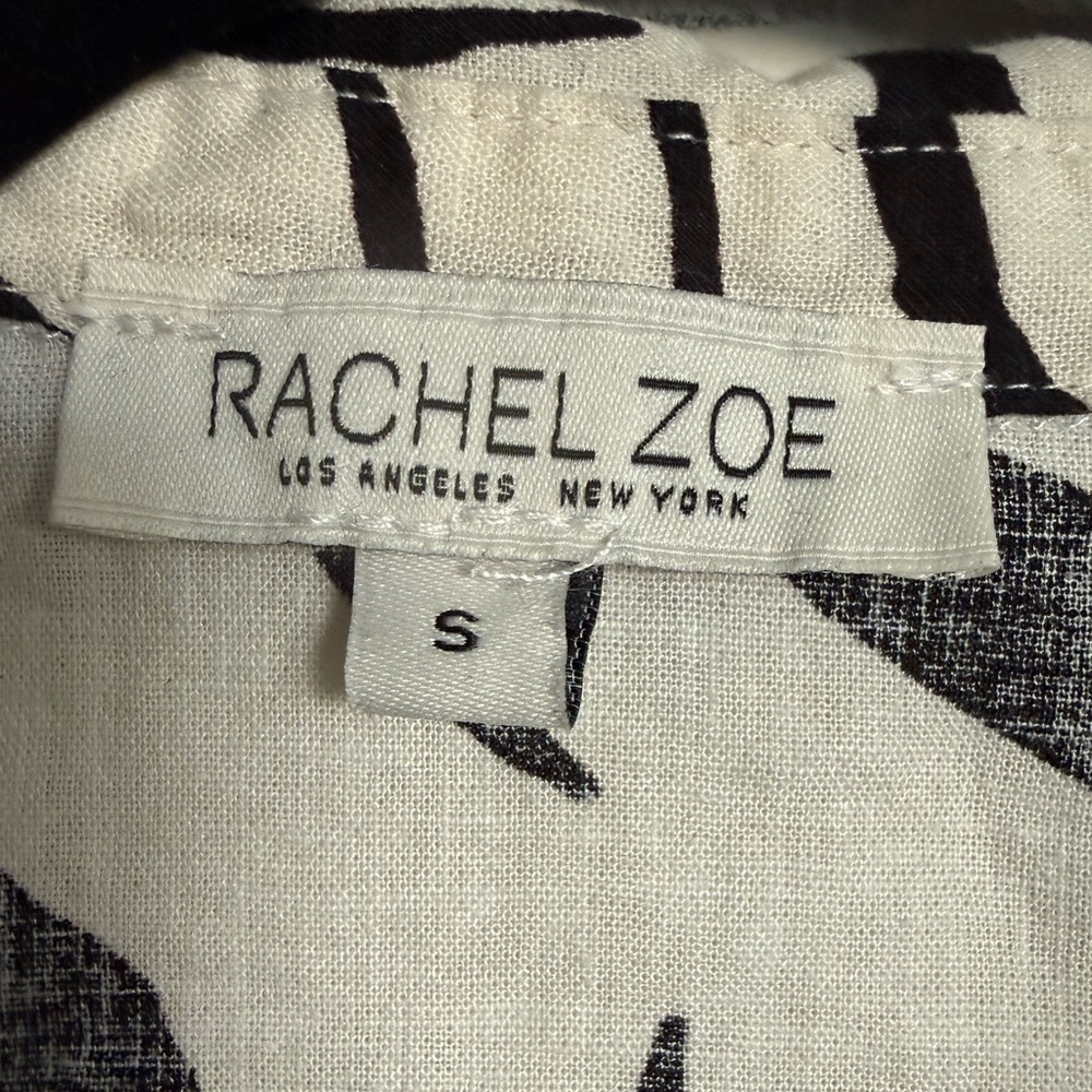 RACHEL ZOE Tie-Front Cropped Long Sleeve Linen Blend Top - Small - Picture 6 of 8